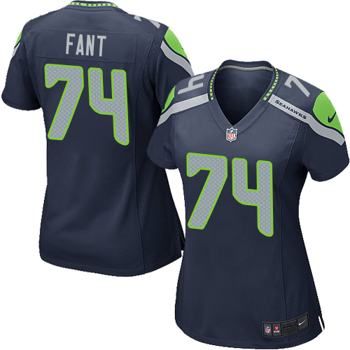 Women's Game George Fant Nike Jersey Navy Blue Home - #74 NFL Seattle Seahawks